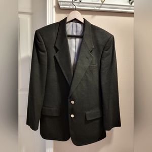 Vintage Andre Vachon Black Sports Coat 40R Wool Polyester and Cashmere Blend